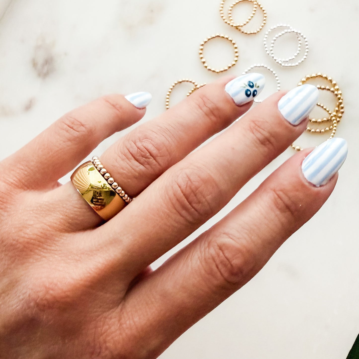 Stretchy Beaded Stacking Ring