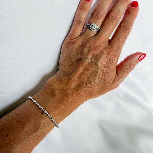 3mm Silver Beaded Bracelet