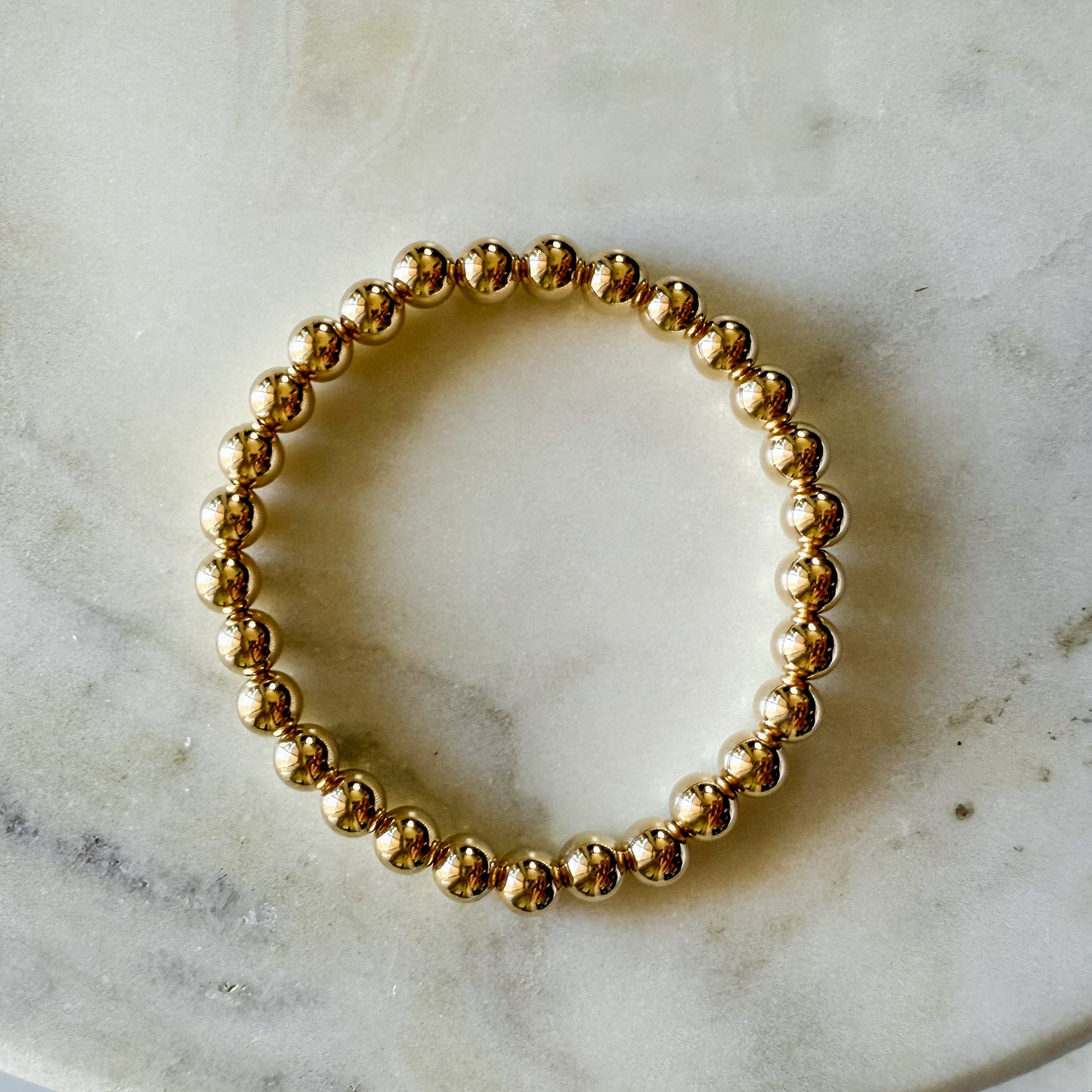 6mm Gold Filled Beaded Bracelet
