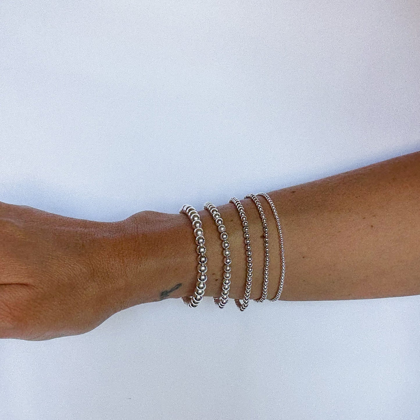 3mm Silver Beaded Bracelet