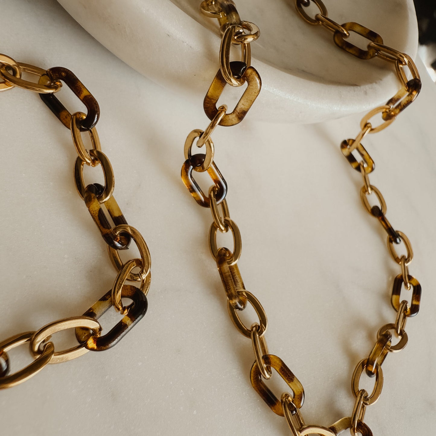 Tortoise and Gold Link Necklace