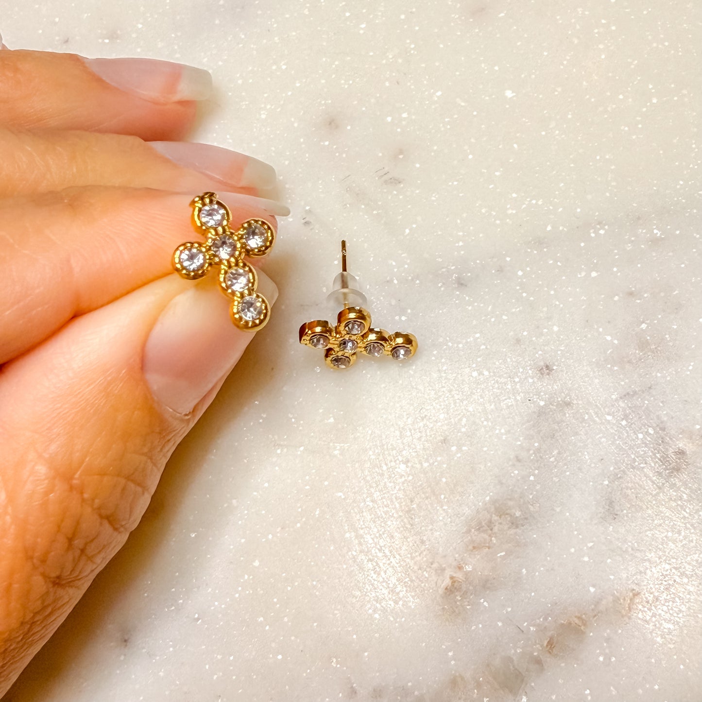 Gold Cross Studs