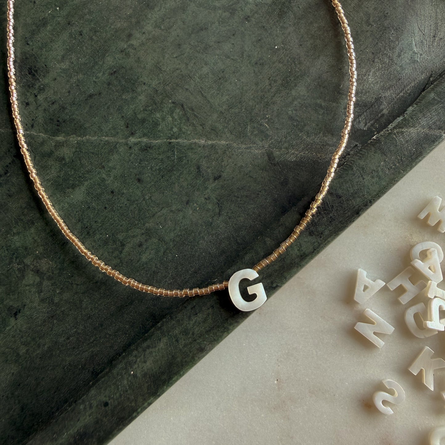 Mother of Pearl Initial Necklace