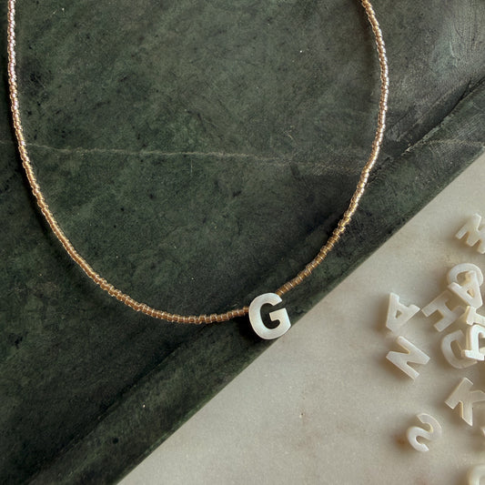 Mother of Pearl Initial Necklace