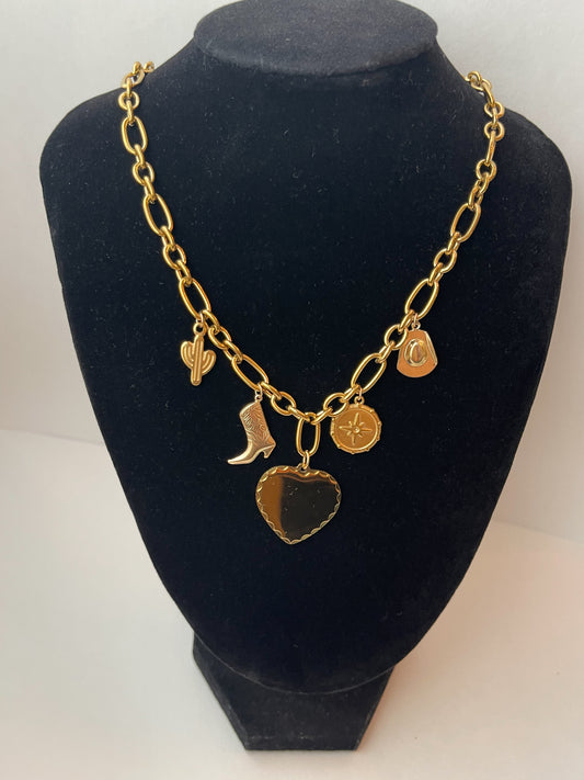 Golden Frontier Charm Necklace