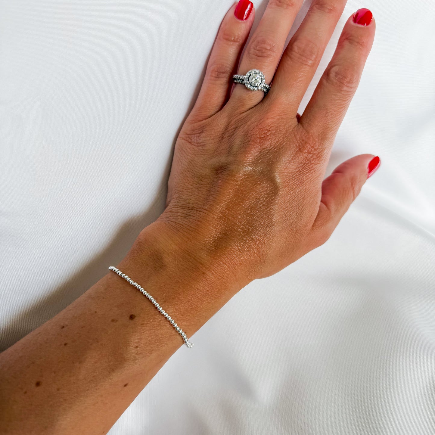 2mm Silver Beaded Bracelet