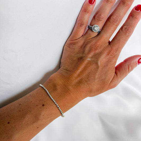 2.5mm Silver Beaded Bracelet