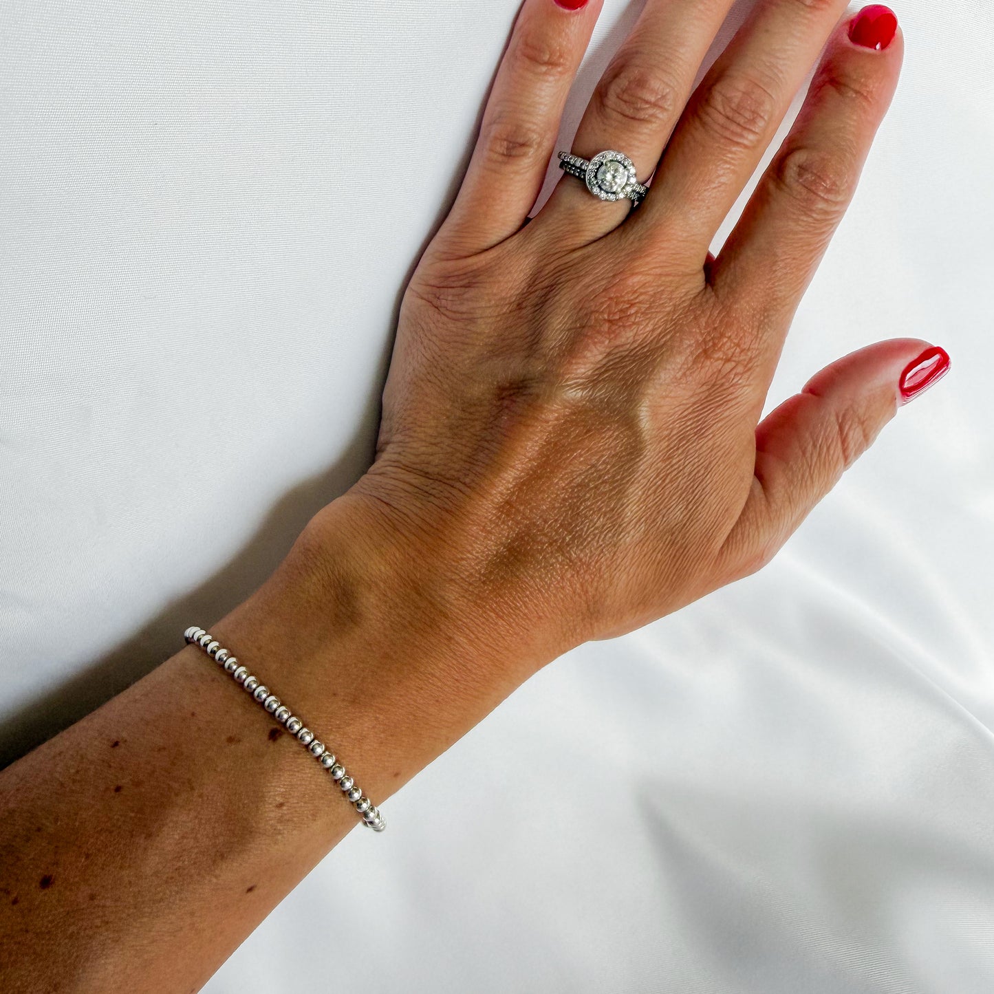 3mm Silver Beaded Bracelet