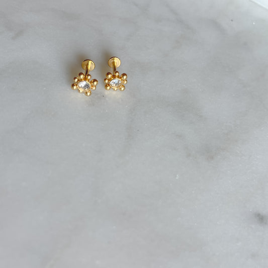 Dainty Crystal Flower Flat Back Studs