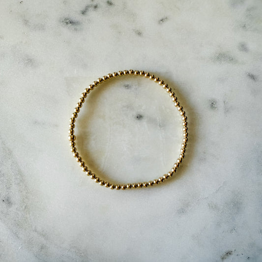 3mm Gold Filled Beaded Bracelet