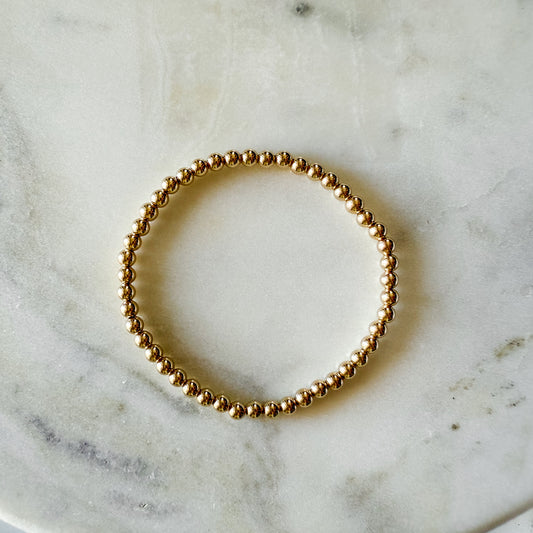 4mm Gold Filled Beaded Bracelet