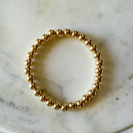 6mm Gold Filled Beaded Bracelet