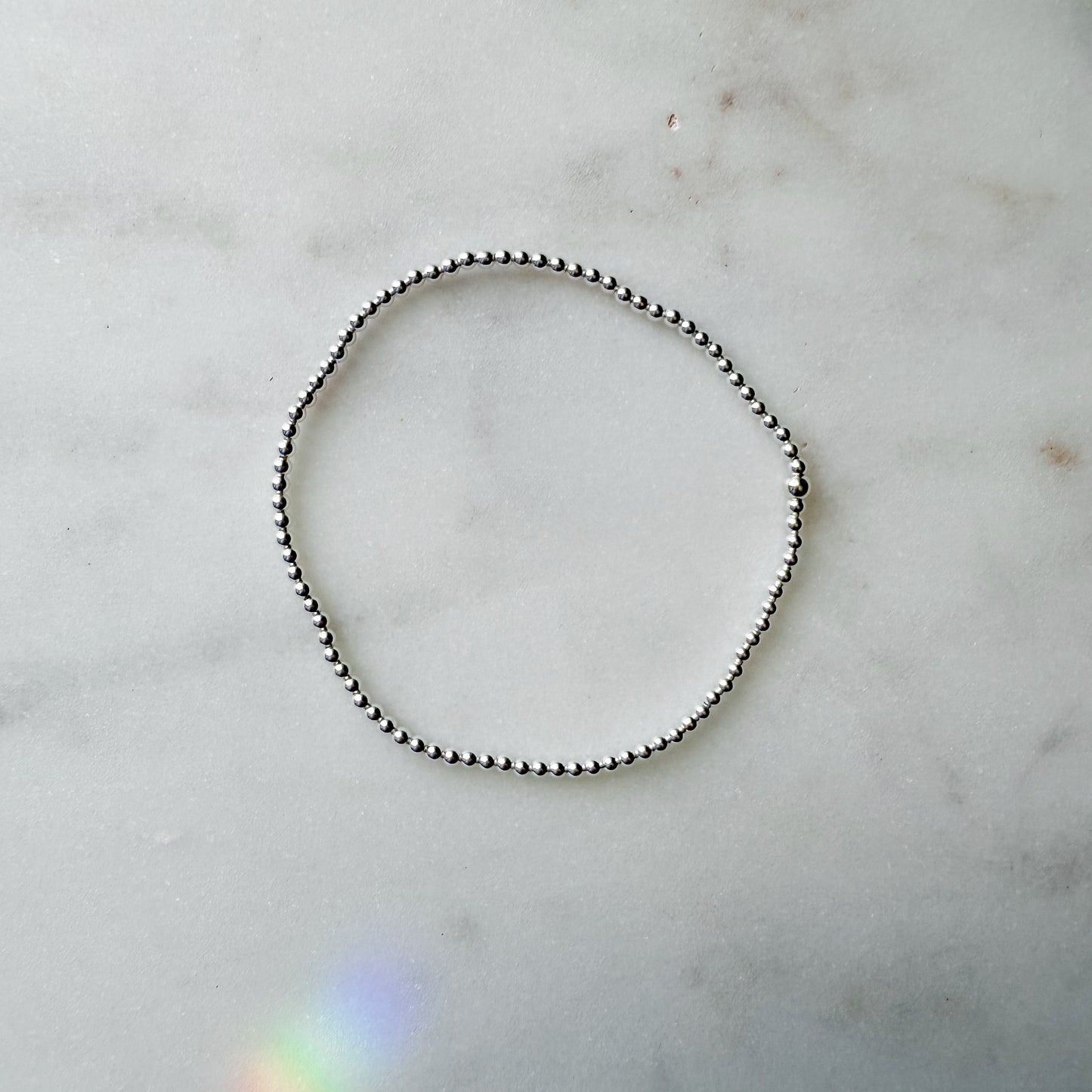 2mm Silver Beaded Bracelet