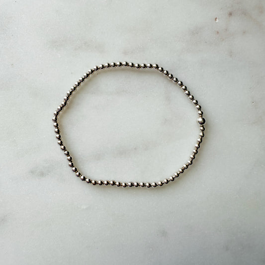 2.5mm Silver Beaded Bracelet
