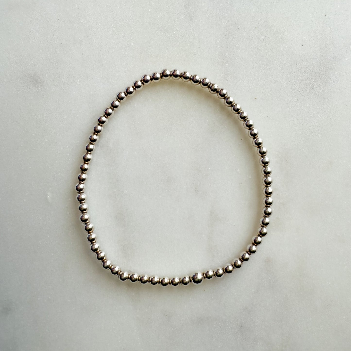 3mm Silver Beaded Bracelet