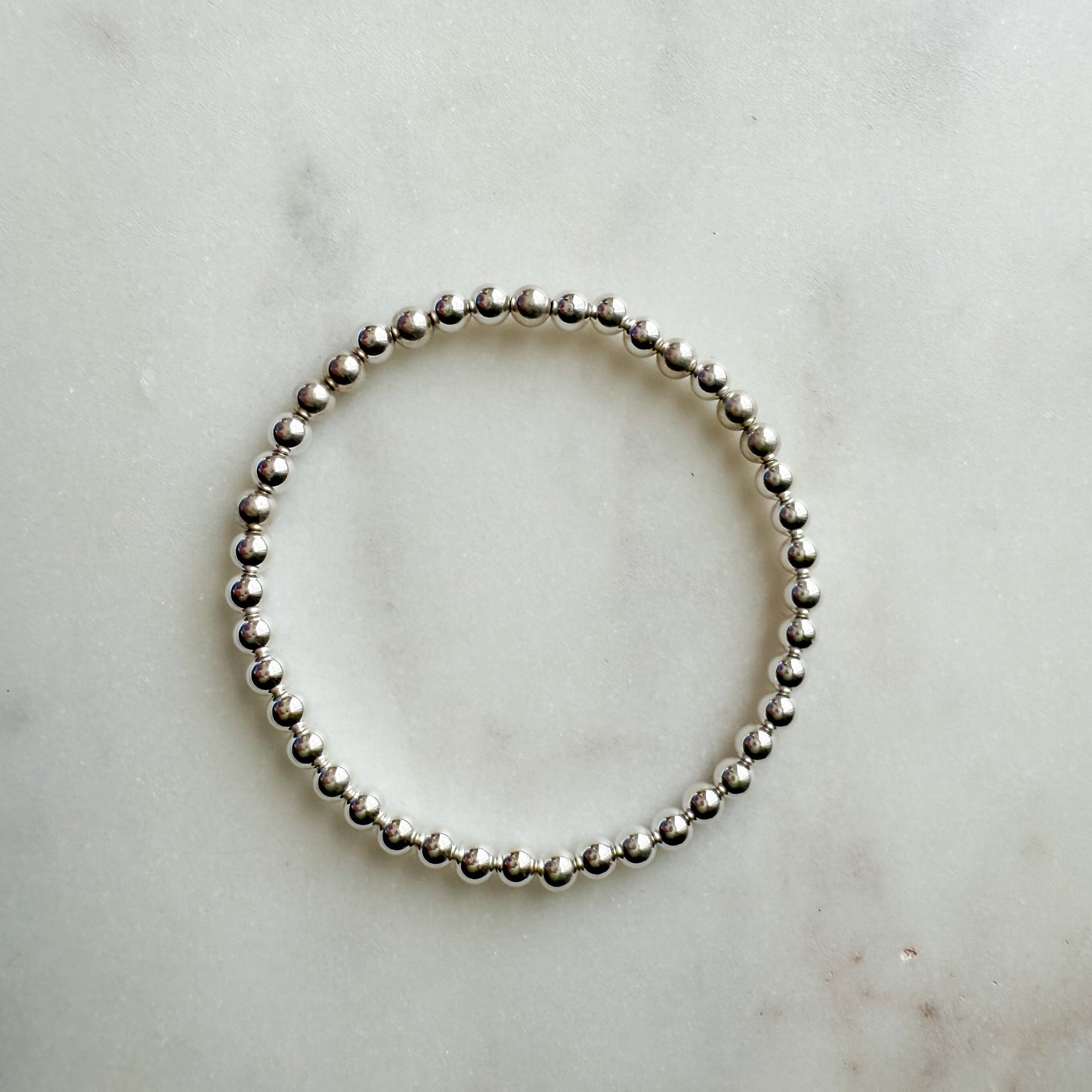 4mm Silver Beaded Bracelet