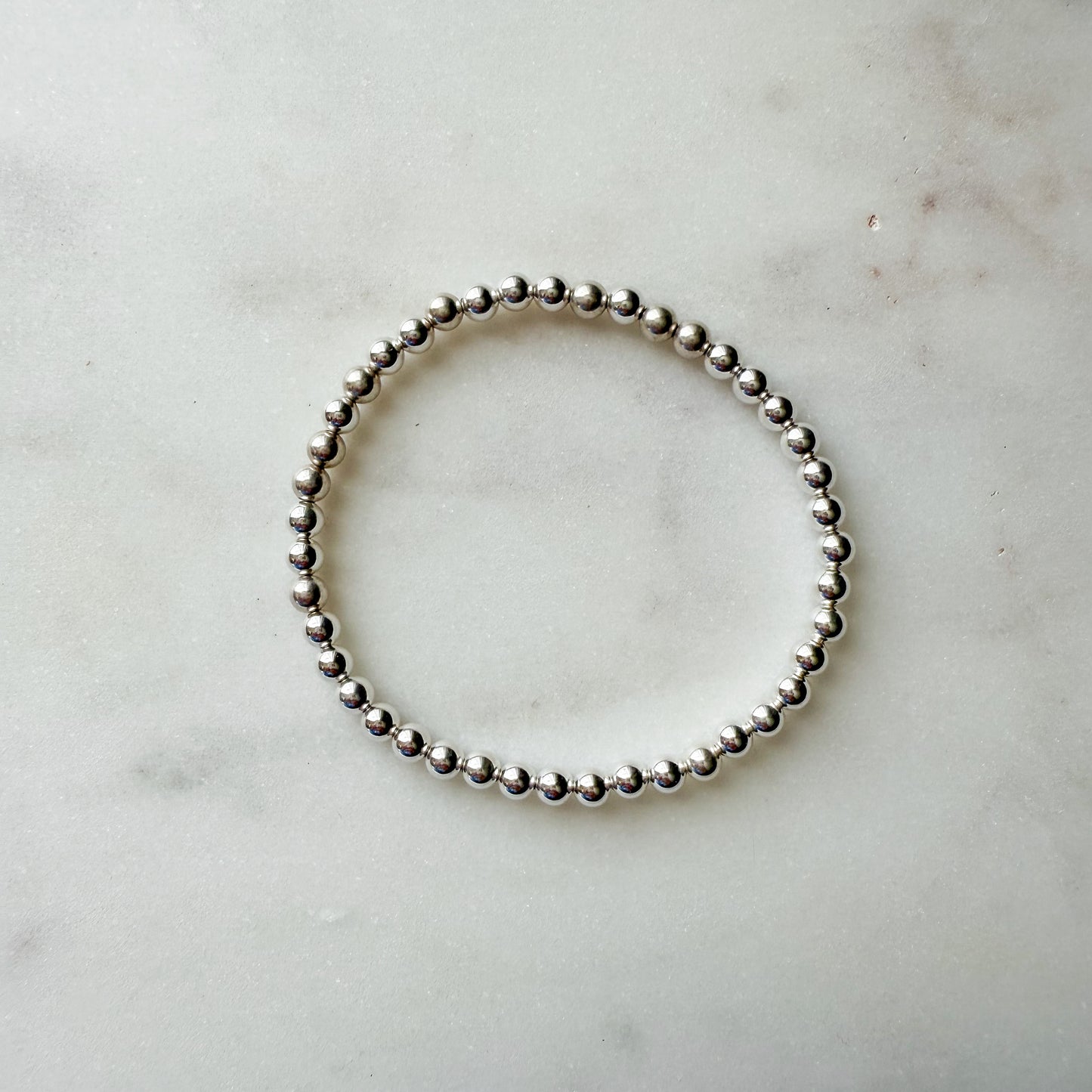 5mm Silver Beaded Bracelet