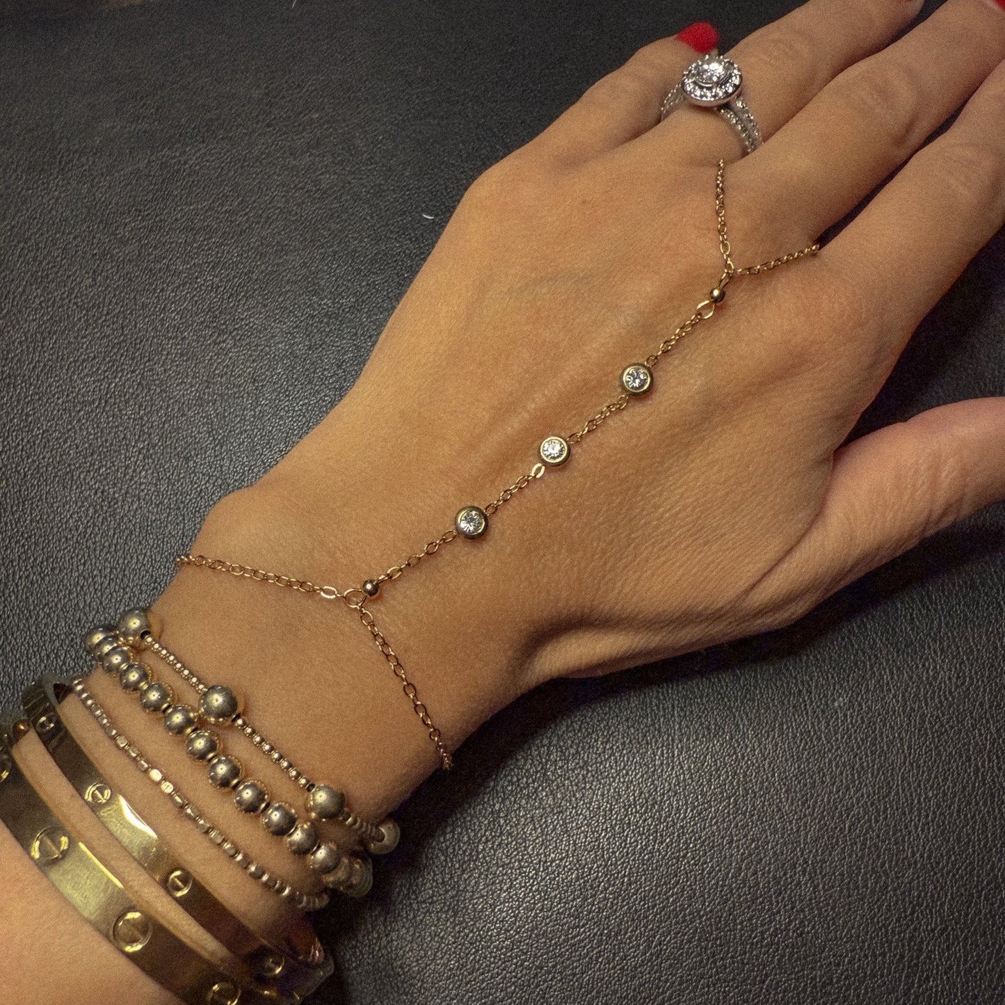 Triple Stone Hand Chain