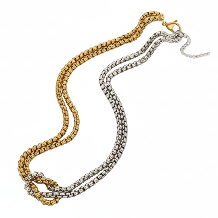 Mixed Metal Knot Necklace