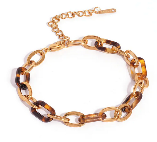 Tortoise and Gold Link Bracelet