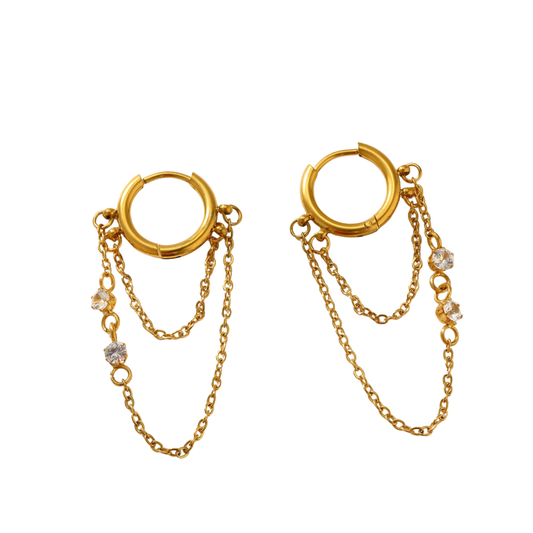 CZ Layered Link Hoops